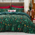Christmas Santa Claus Bed Three-Piece Duvet Set