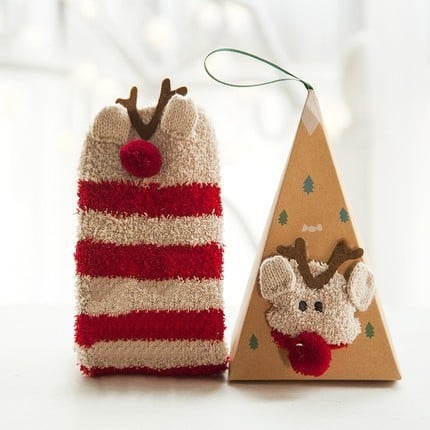 Christmas socks in gift box – plush house & cuddle socks – universal size