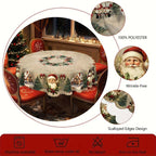 Christmas Table Runner with Reindeer and Snowmen – Durable Polyester