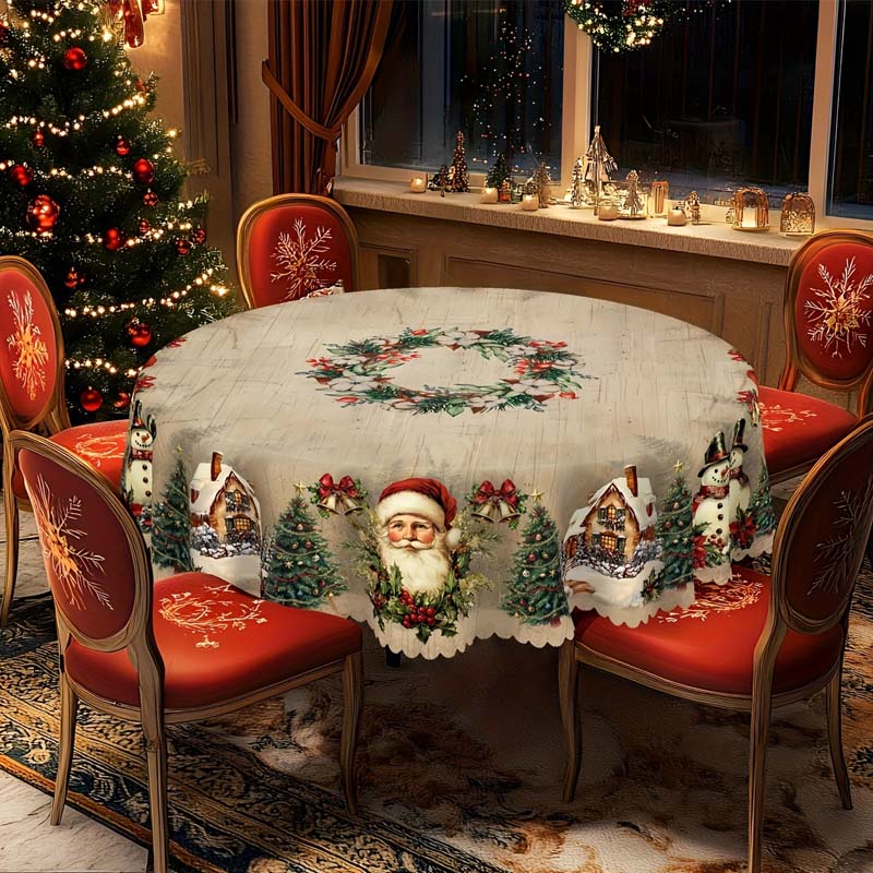 Christmas Table Runner with Reindeer and Snowmen – Durable Polyester
