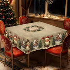 Christmas Table Runner with Reindeer and Snowmen – Durable Polyester