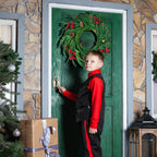 Christmas Wreath with Red Berries and Green Cypress Leaves – Perfect Seasonal Decoration