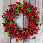 Christmas Wreath with Red Berries and Green Cypress Leaves – Perfect Seasonal Decoration