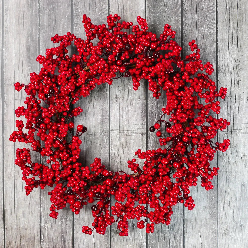 Christmas Wreath with Red Berries and Green Cypress Leaves – Perfect Seasonal Decoration