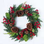 Christmas Wreath with Red Berries and Green Cypress Leaves – Perfect Seasonal Decoration