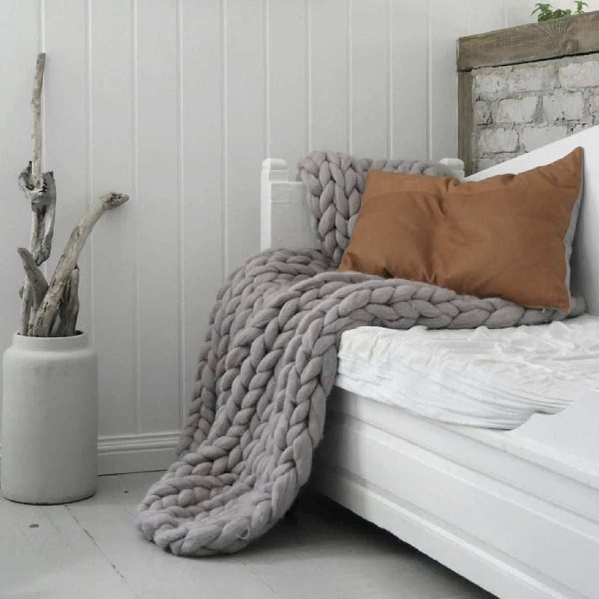 Boneroshop | Chunky Knit Blanket – Cosy Wool Blanket for Every Room – Soft & Warm – Perfect for Sofa and Bed