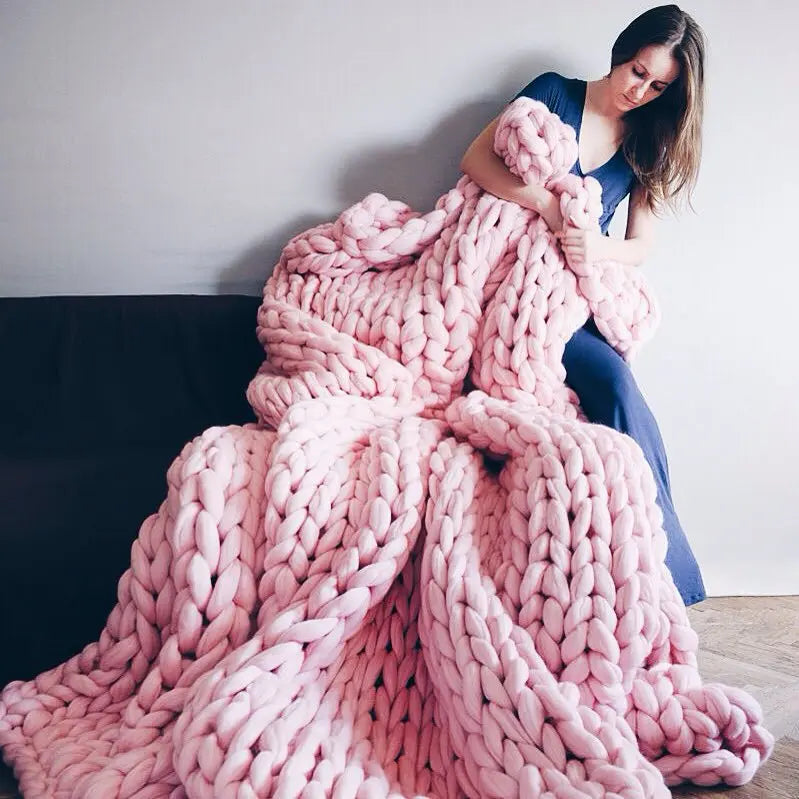 Boneroshop | Chunky Knit Blanket – Cosy Wool Blanket for Every Room – Soft & Warm – Perfect for Sofa and Bed