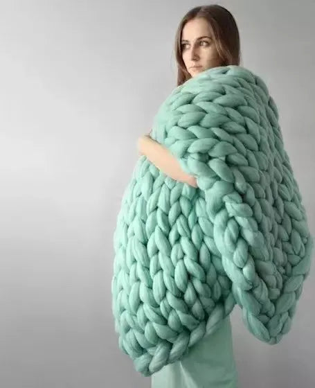 Boneroshop | Chunky Knit Blanket – Cosy Wool Blanket for Every Room – Soft & Warm – Perfect for Sofa and Bed