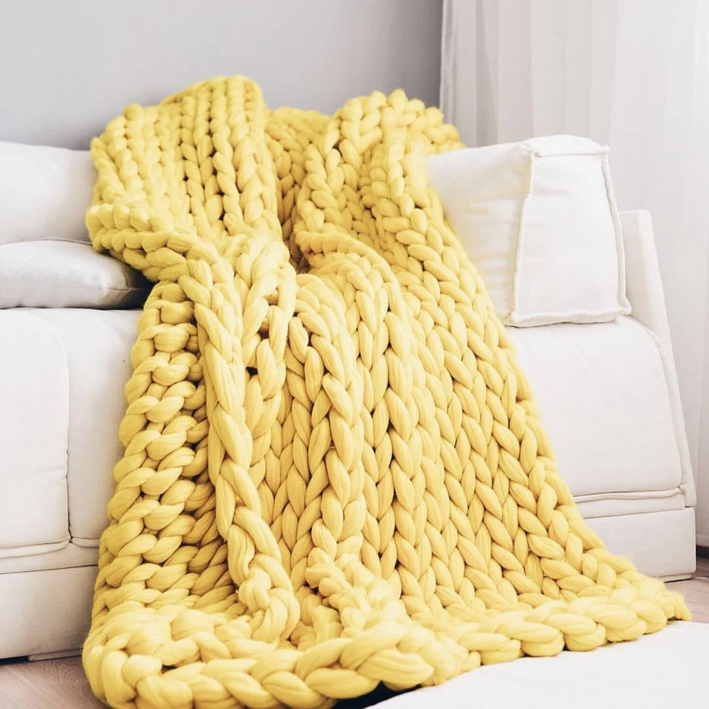 Boneroshop | Chunky Knit Blanket – Cosy Wool Blanket for Every Room – Soft & Warm – Perfect for Sofa and Bed