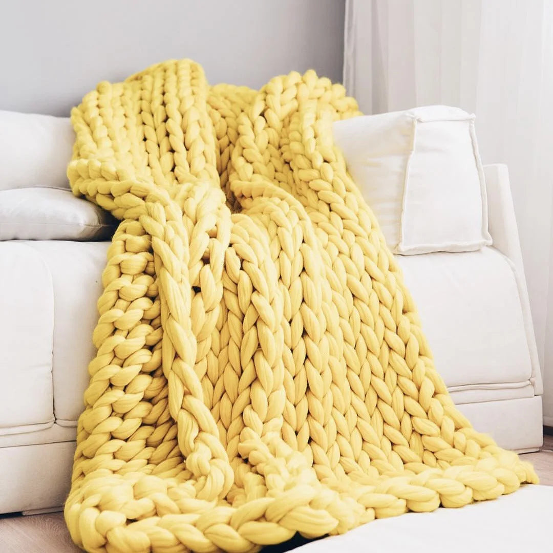 Boneroshop | Chunky Knit Blanket – Cosy Wool Blanket for Every Room – Soft & Warm – Perfect for Sofa and Bed