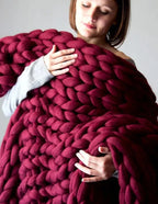 Boneroshop | Chunky Knit Blanket – Cosy Wool Blanket for Every Room – Soft & Warm – Perfect for Sofa and Bed