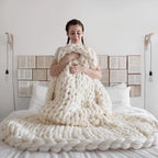 Boneroshop | Chunky Knit Blanket – Cosy Wool Blanket for Every Room – Soft & Warm – Perfect for Sofa and Bed