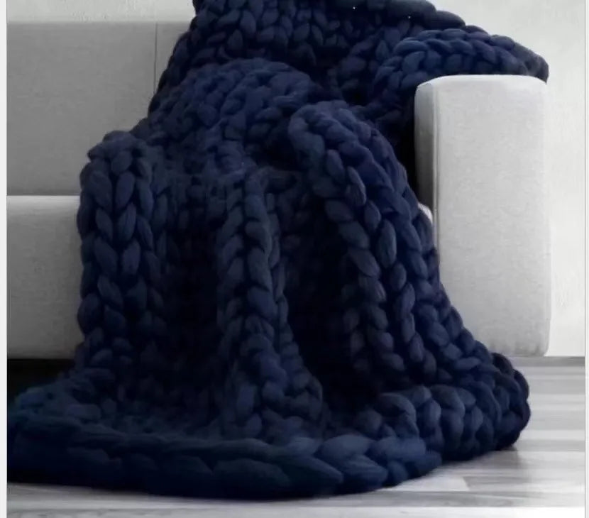 Boneroshop | Chunky Knit Blanket – Cosy Wool Blanket for Every Room – Soft & Warm – Perfect for Sofa and Bed