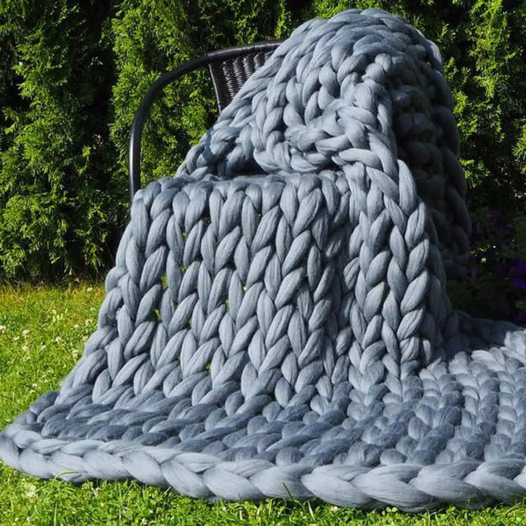 Boneroshop | Chunky Knit Blanket – Cosy Wool Blanket for Every Room – Soft & Warm – Perfect for Sofa and Bed