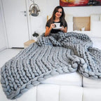 Boneroshop | Chunky Knit Blanket – Cosy Wool Blanket for Every Room – Soft & Warm – Perfect for Sofa and Bed
