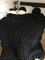 Boneroshop | Chunky Knit Blanket – Cosy Wool Blanket for Every Room – Soft & Warm – Perfect for Sofa and Bed