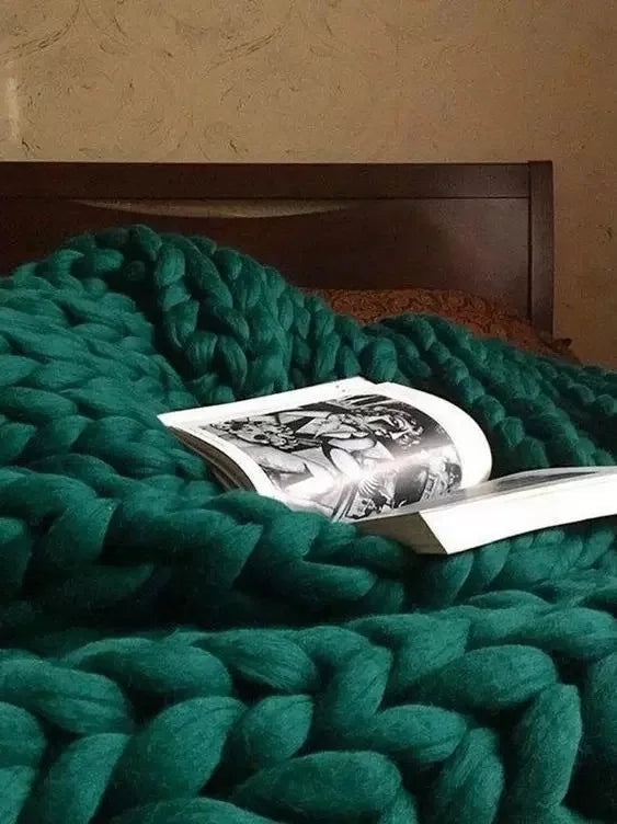 Boneroshop | Chunky Knit Blanket – Cosy Wool Blanket for Every Room – Soft & Warm – Perfect for Sofa and Bed