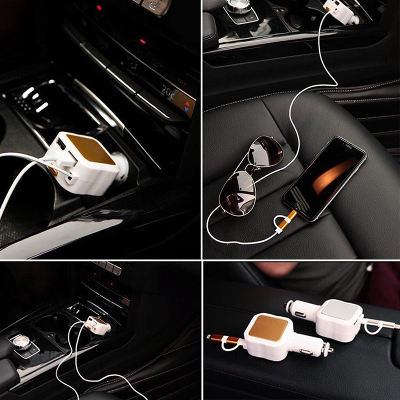 Ciaovie Multi Car Charger with Retractable Charging Cable