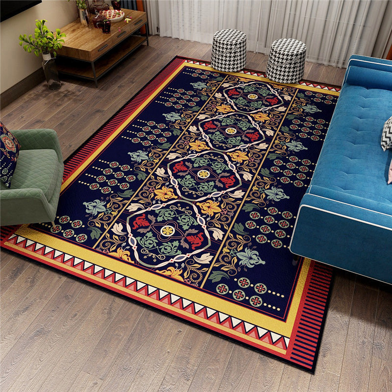 Classic Persian Carpet Multicoloured Flower Rug – Machine Washable, Stain Resistant, Non-Slip Living Room Rug