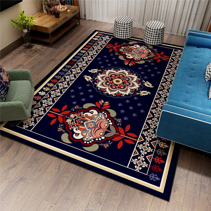 Classic Persian Carpet Multicoloured Flower Rug – Machine Washable, Stain Resistant, Non-Slip Living Room Rug