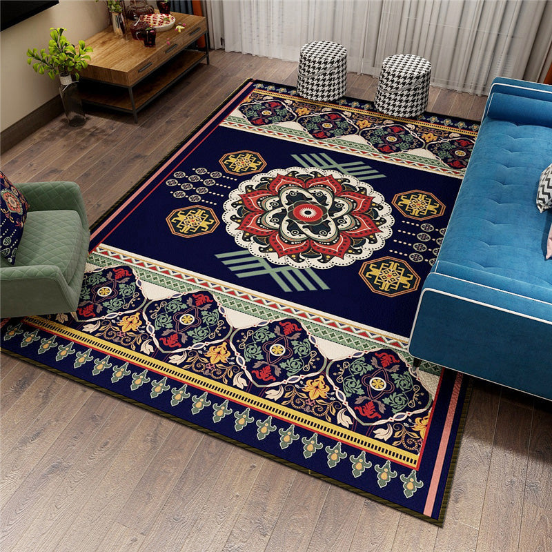 Classic Persian Carpet Multicoloured Flower Rug – Machine Washable, Stain Resistant, Non-Slip Living Room Rug