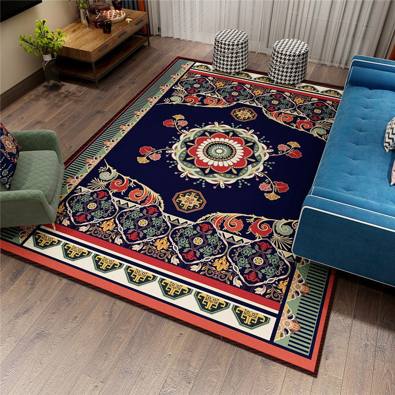 Classic Persian Carpet Multicoloured Flower Rug – Machine Washable, Stain Resistant, Non-Slip Living Room Rug