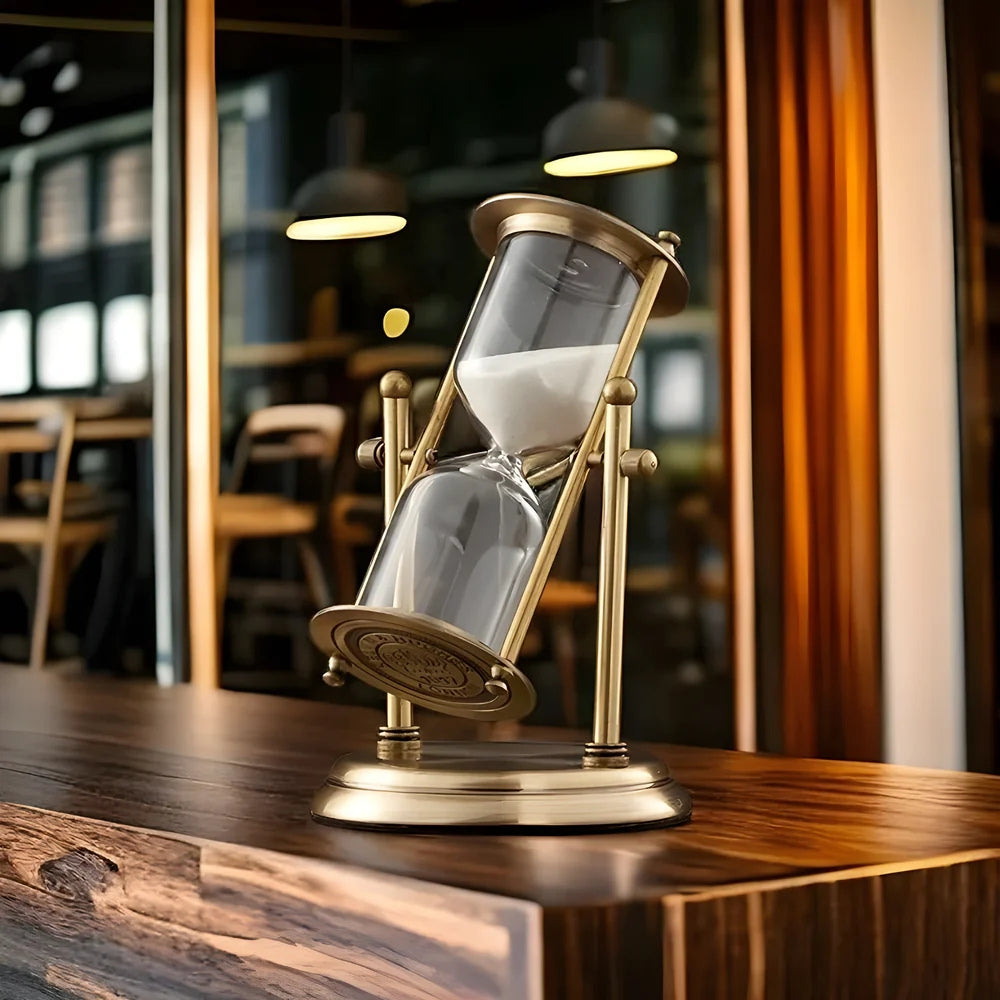 Clear hourglass timer with elegant flow for productive and stylish workspace design
