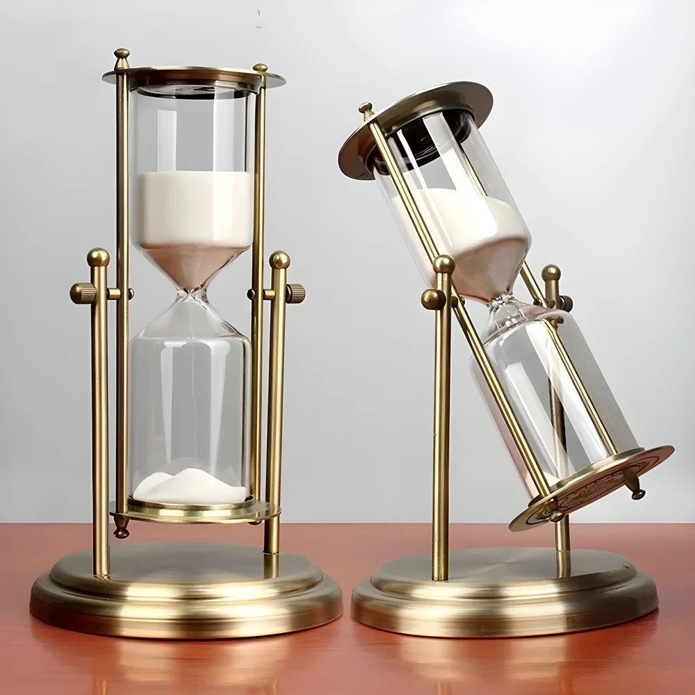 Clear hourglass timer with elegant flow for productive and stylish workspace design