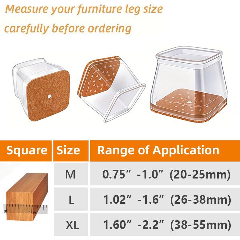 Boneroshop | Clear Silicone Chair Leg Caps with Integrated Felt Pads