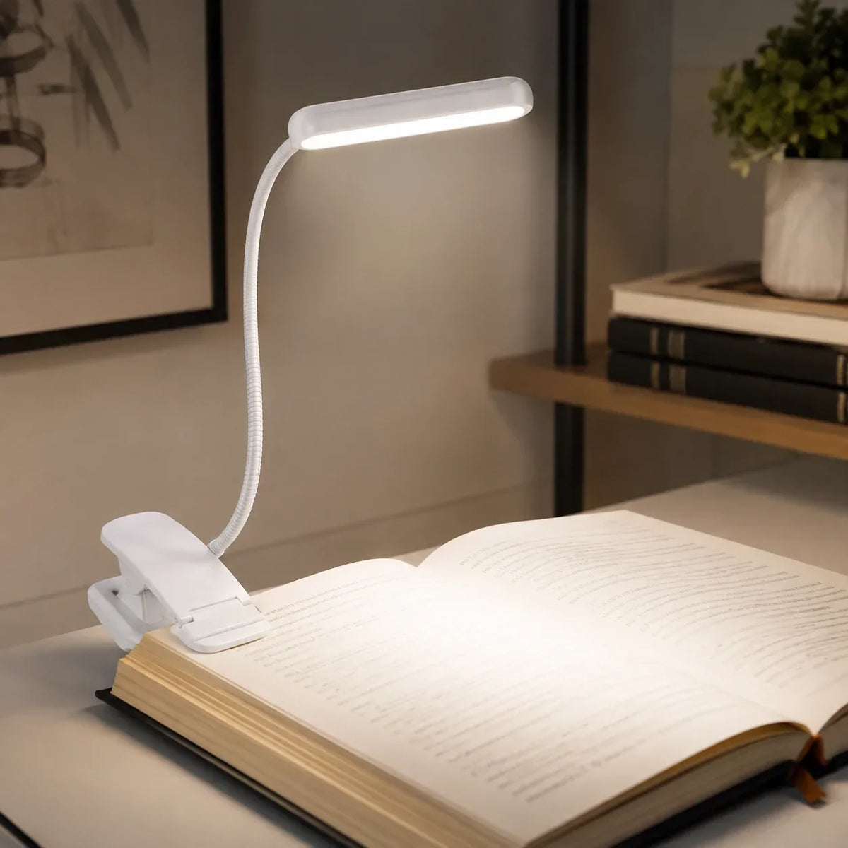 Clip-On Reading Light | USB-Rechargeable & Flexible Gooseneck