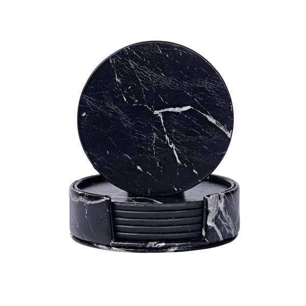 Coastline Vegan Leather Coaster Set – Marble Look – Stylish Surface Protection