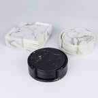 Coastline Vegan Leather Coaster Set – Marble Look – Stylish Surface Protection