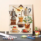 Coffee-Themed Paint by Numbers Canvas Art Kit