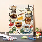 Coffee-Themed Paint by Numbers Canvas Art Kit