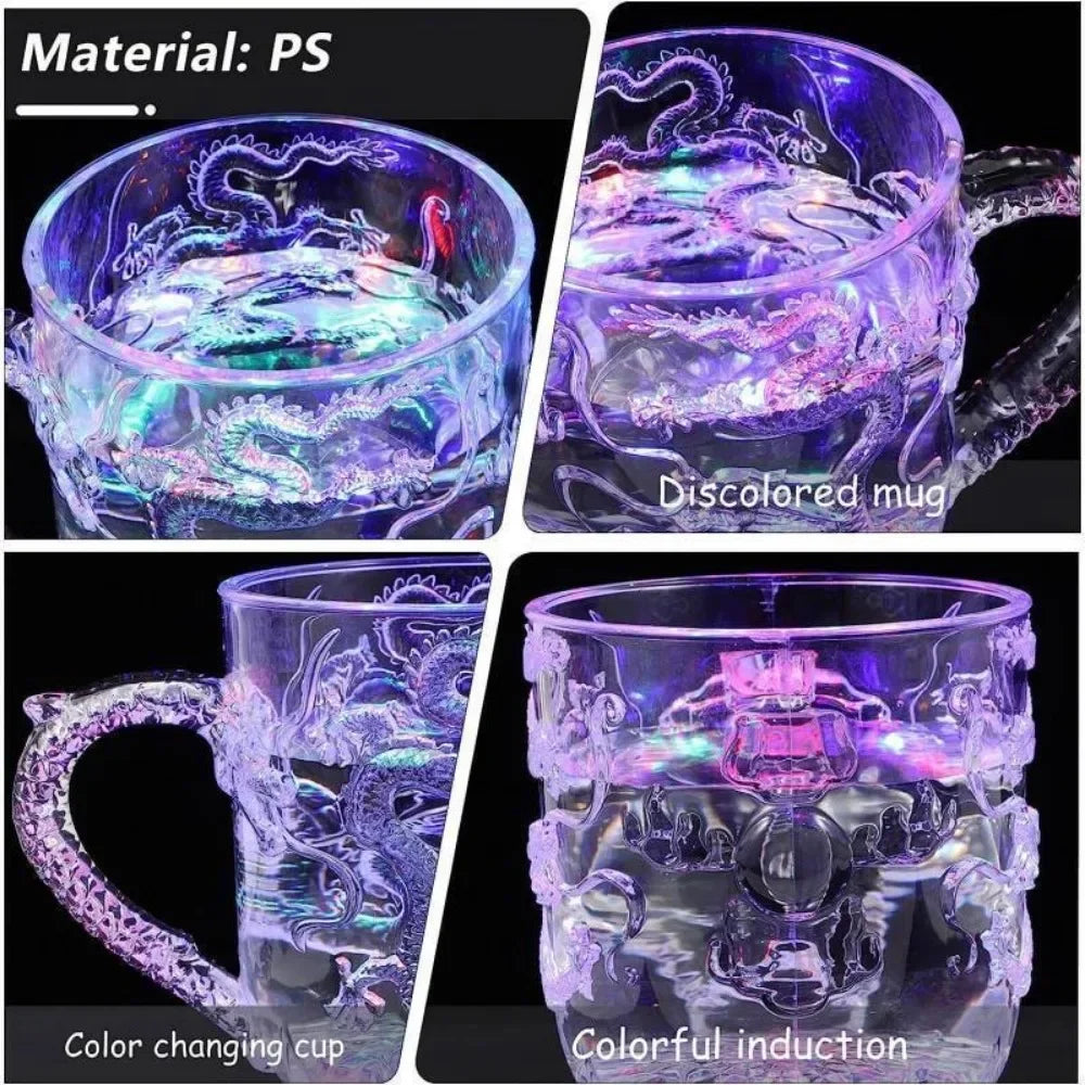 Colour-changing LED dragon mug – water-activated light-up cup