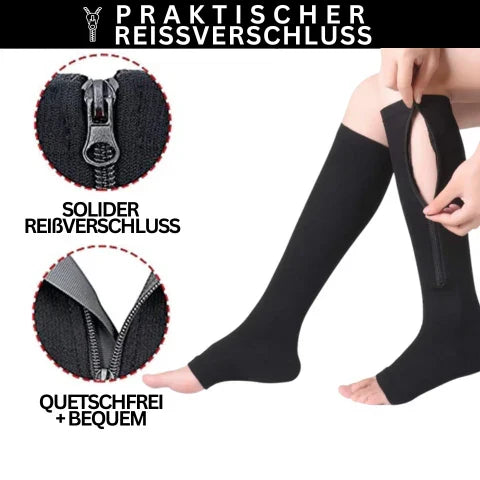 Comfortable compression stockings with zip