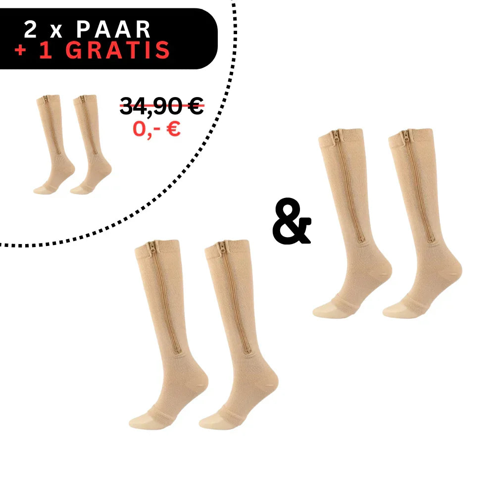 Comfortable compression stockings with zip