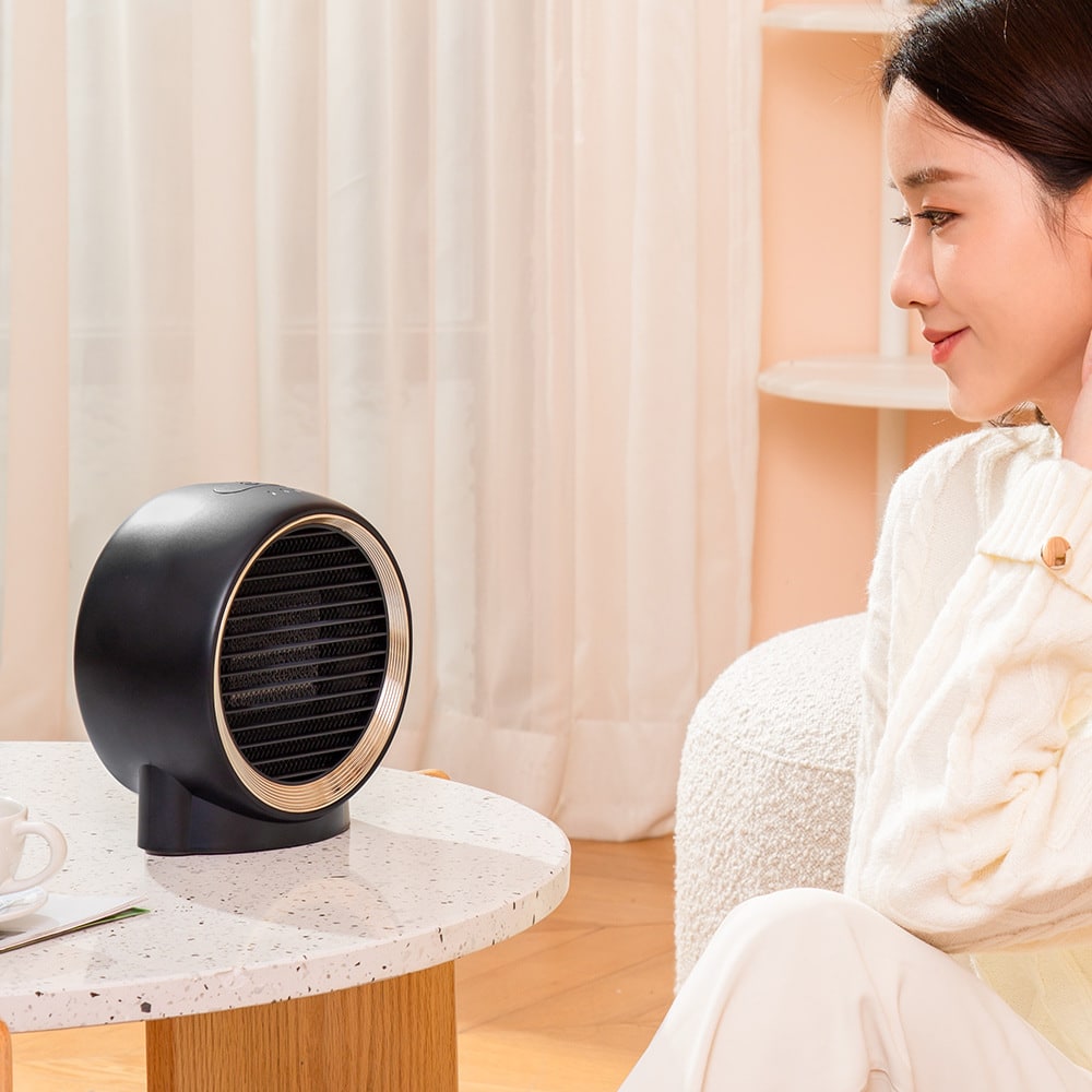 Compact Desktop Space Heater with PTC Ceramic Element and Dual Fan Speed