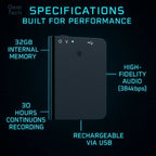 Compact Mini Voice Recorder with Voice Activation