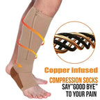 Compression stockings with zipper for improved circulation