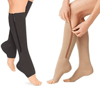 Compression stockings with zipper for improved circulation