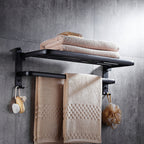Contemporary 8-Piece Bathroom Accessory Set – Matte Black Shelf, Paper Holder & Towel Hook