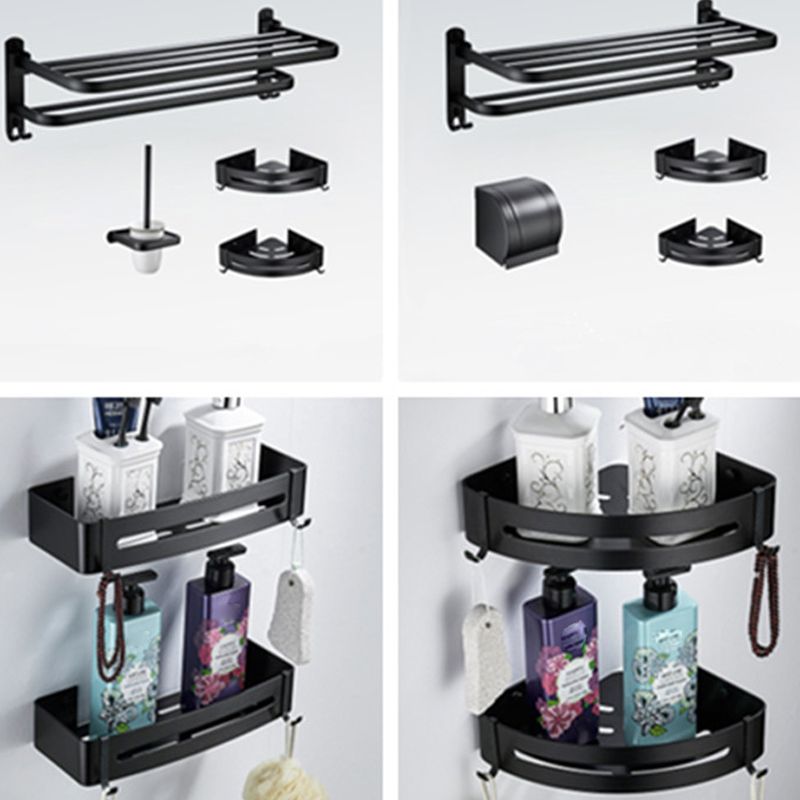 Contemporary 8-Piece Bathroom Accessory Set – Matte Black Shelf, Paper Holder & Towel Hook