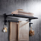 Contemporary 8-Piece Bathroom Accessory Set – Matte Black Shelf, Paper Holder & Towel Hook