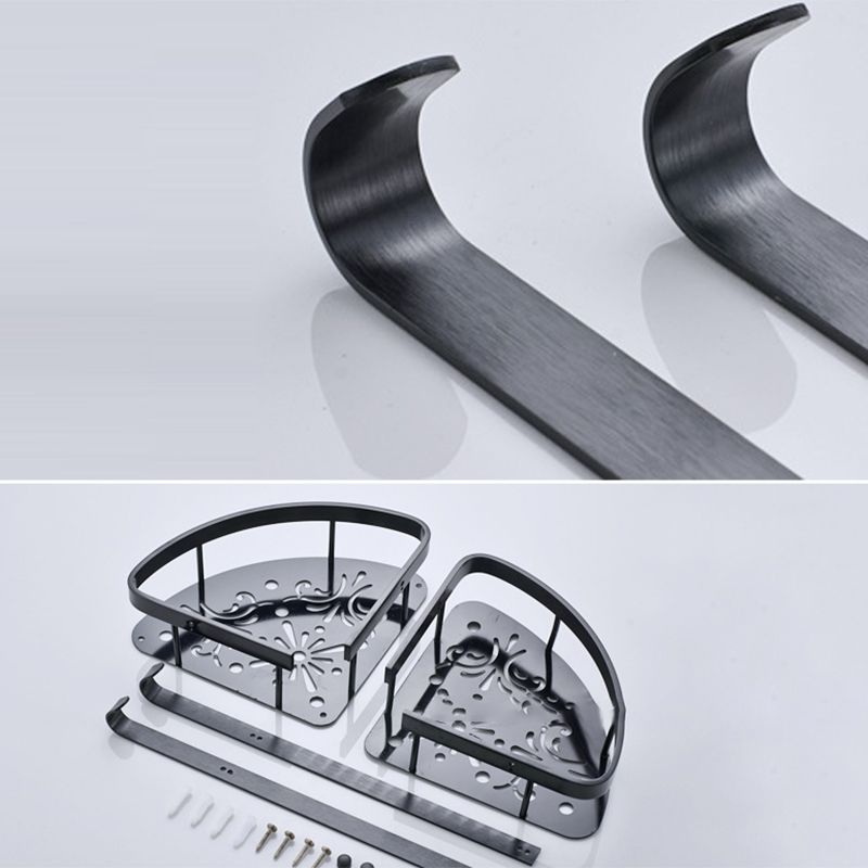 Contemporary 8-Piece Bathroom Accessory Set – Matte Black Shelf, Paper Holder & Towel Hook