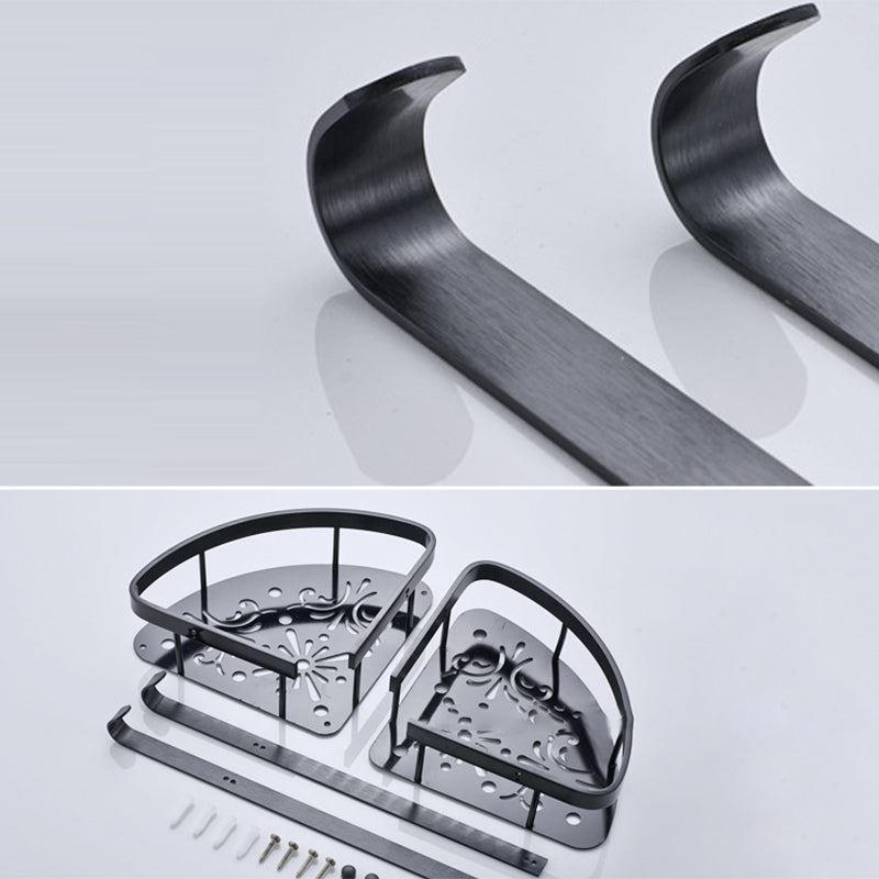Contemporary 8-Piece Bathroom Accessory Set – Matte Black Shelf, Paper Holder & Towel Hook