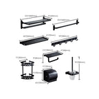 Contemporary 8-Piece Bathroom Accessory Set – Matte Black Shelf, Paper Holder & Towel Hook