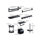 Contemporary 8-Piece Bathroom Accessory Set – Matte Black Shelf, Paper Holder & Towel Hook
