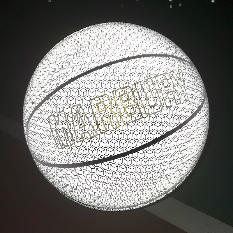 Cool luminous basketball with standard size, soft leather and moderate bounce
