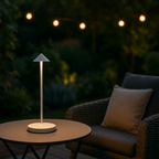 Cordless Rechargeable Table Lamp in Aluminium | Touch Dimmer, 4 Colours | Warm White LED, Indoor and Outdoor Use